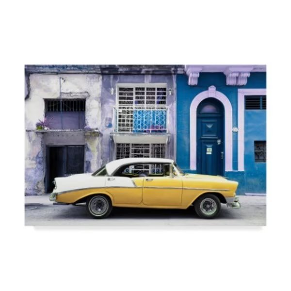 Philippe Hugonnard 'Yellow Classic Car in Havana' Canvas Art, 12x19, Trademark Fine Art, Mfr#: PH00597-C1219GG